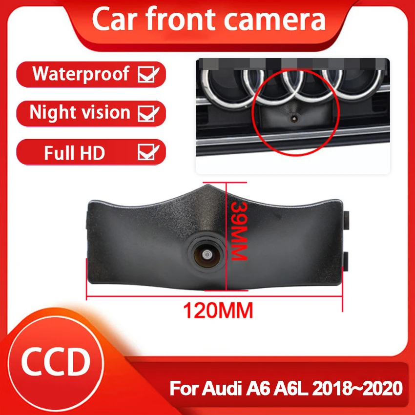 

AHD 1080P Fisheye CCD Car Front View Parking Positive Logo Camera For Audi A6L A6 2018 2019 2020 Night Vision Wide Angle