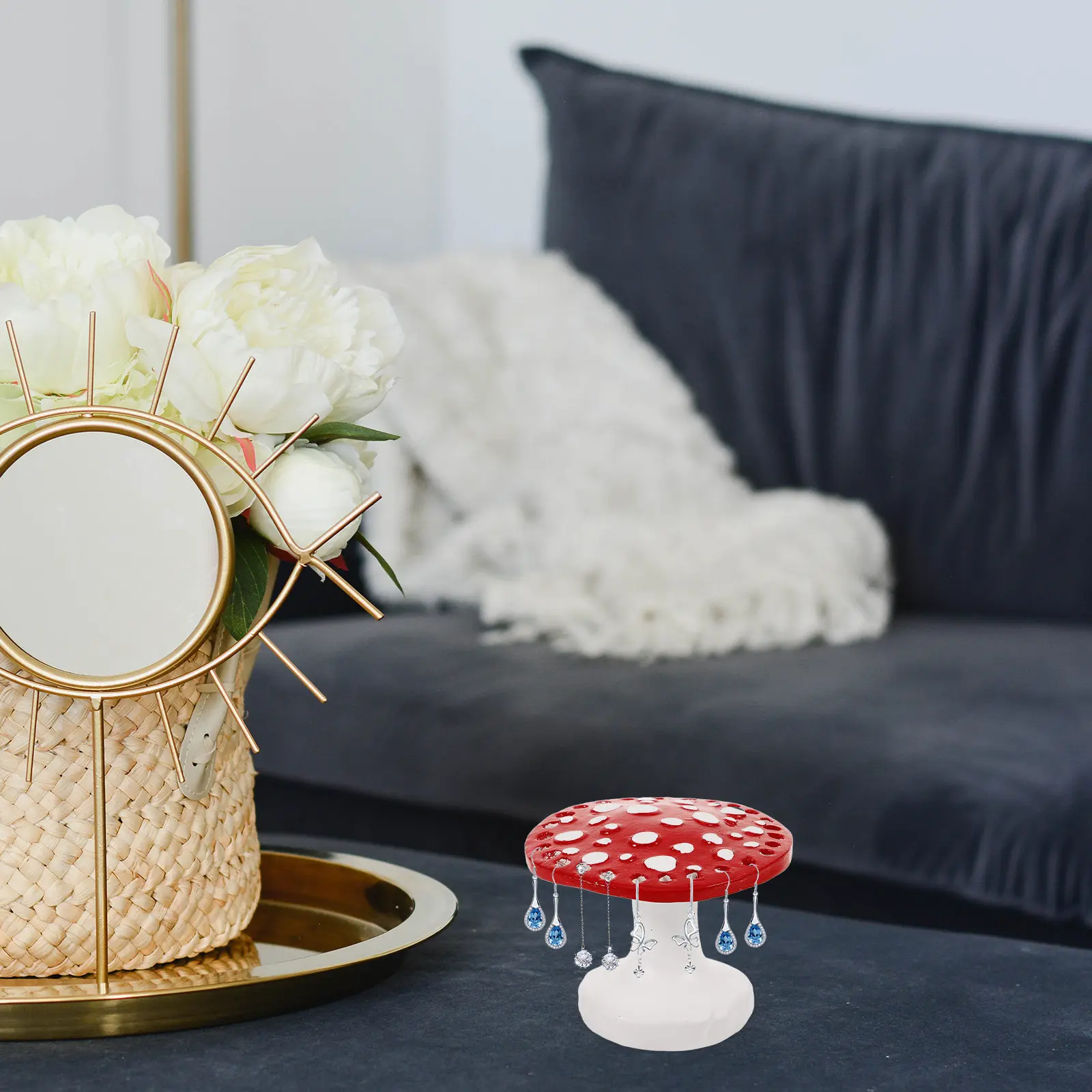 

Mushroom Earring Rack Jewelry Stand Resin Organizer Decorative Holder for Rings Necklaces Earrings Jewelry Display