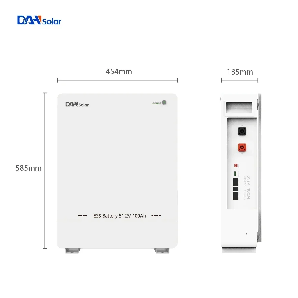 Akumulator Lifepo4 51,2 V 100 Ah 10 kWh Baterie litowe do magazynowania energii słonecznej DAH 6000 cykli Rozwiązanie domowe o dużej pojemności