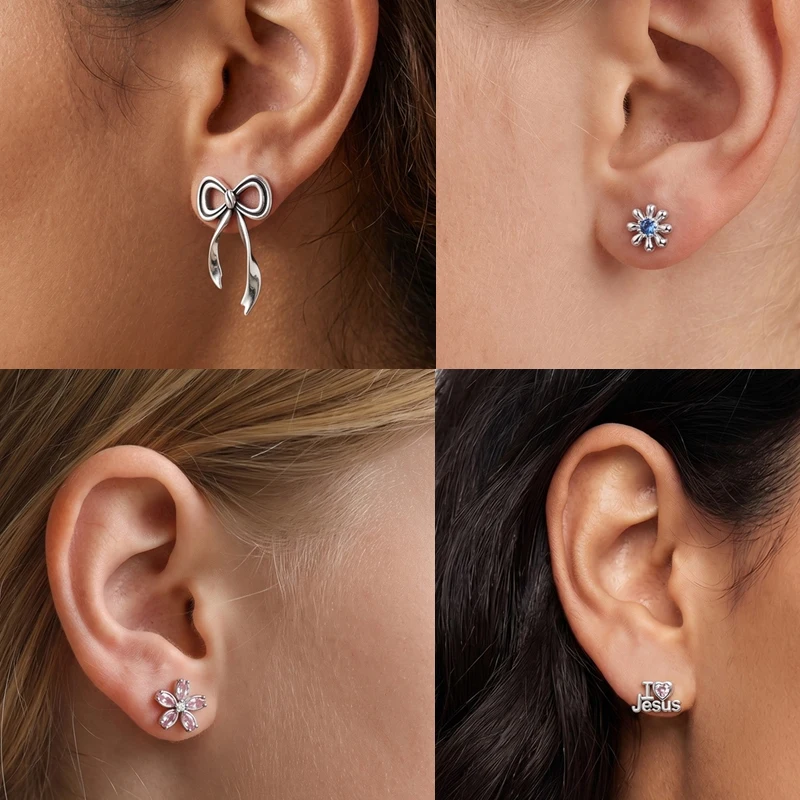 925 Sterling Silber Ohrstecker Kirsche Delfin Avocado Schmetterling Biene Blume Feder Bunter Schmuck Geschenk für Frauen Mädchen – Detail 8