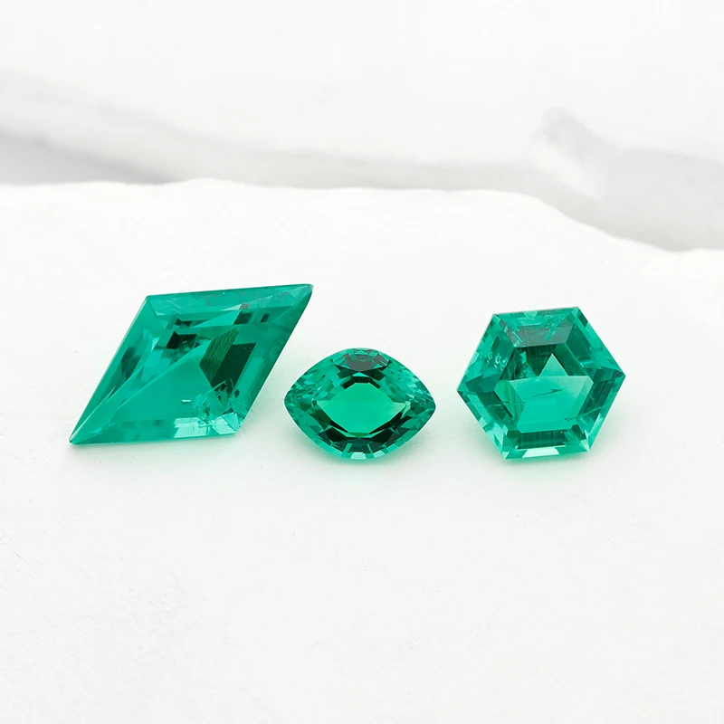 YinZheng Lab Grown Colombia Emerald Hexagon Shape Green Color Hydrothermal Emerald For DIY Jewelry Making Selectable Certificate