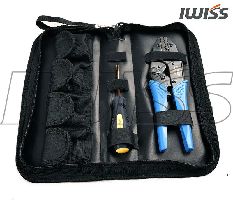 5 في 1 العقص ذو طيات مجموعة IWISS 0.5-35mm2 محطة عارية قبل العزل البارد الضغط OUY إدراج الربيع العقص ذو طيات