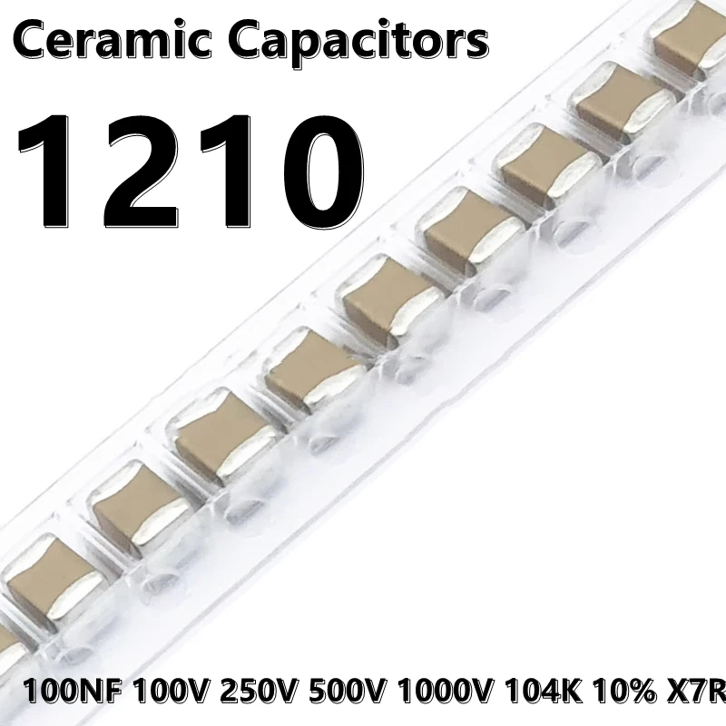 Condensadores de cerámica SMD, (10 piezas) 1210 100NF 0,1 UF 100V 250V 500V 1000V 104K 10% X7R 3225