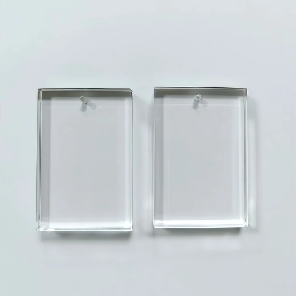 40x60mm Synthetic White Corundum Blank Pendant Tag With Hole Rectangle Loose Charm For Jewelry DIY
