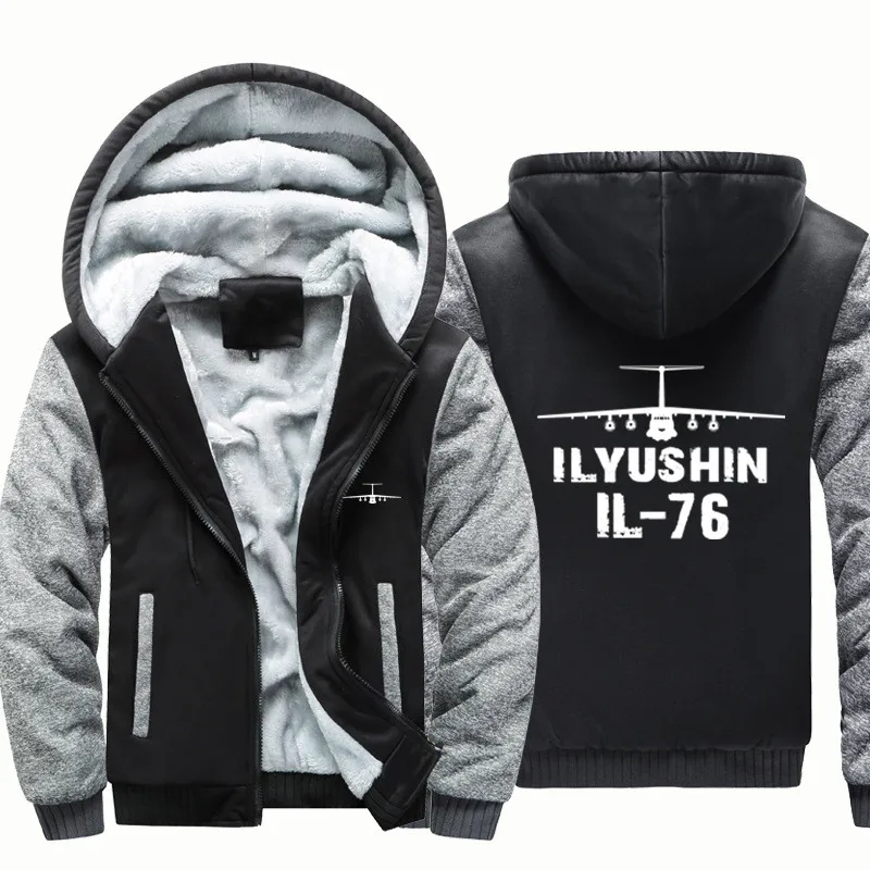 ILYUSHIN IL-76 Flight Aviation Pilots Men Coat Jackets Wool Fleece Warm Zipper Hooded Thick Hoodies Sweatshirts