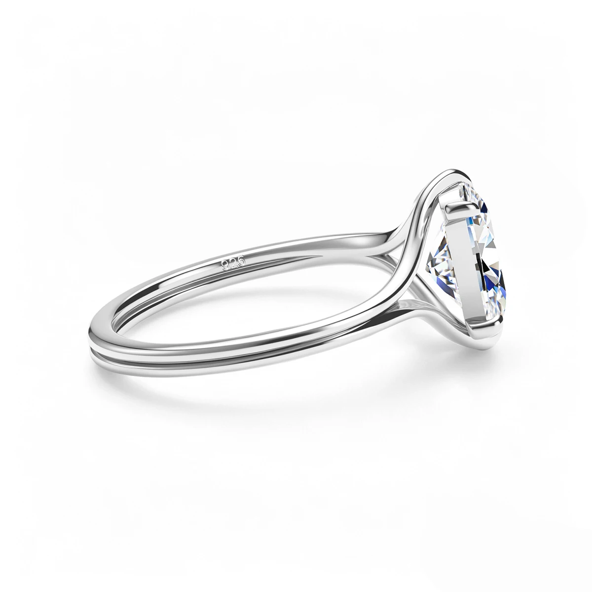 4,5 Karat oval geschliffener Moissanit-Verlobungsring für Damen, geteilter Schaft, 6-Krappen-Solitärring, 925er Sterlingsilber, Brautschmuck – Detail 10