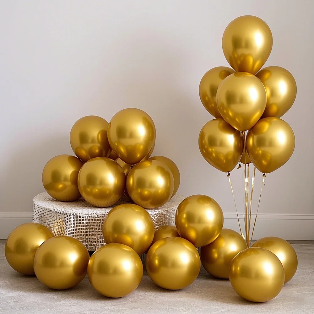 

50pcs 10inch Metal Glossy Colored Latex Balloons Wholesale Birthday Party Decoration Wedding Arch Design Decor Anniversary DIY
