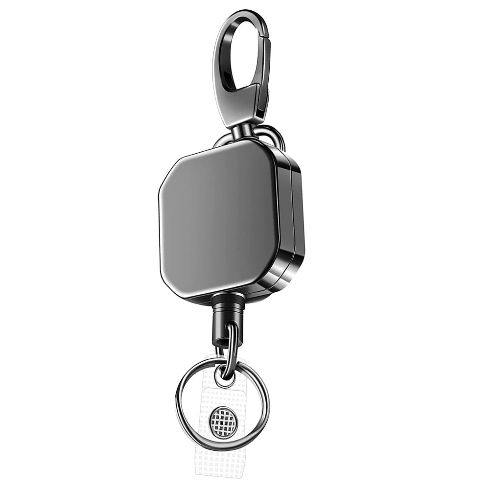 Heavy Duty Metal Retrátil Mosquetão Keychain, Cinto Emblema Carretéis Clip, Cabo De Fio De Aço Reforçado, 28,3"