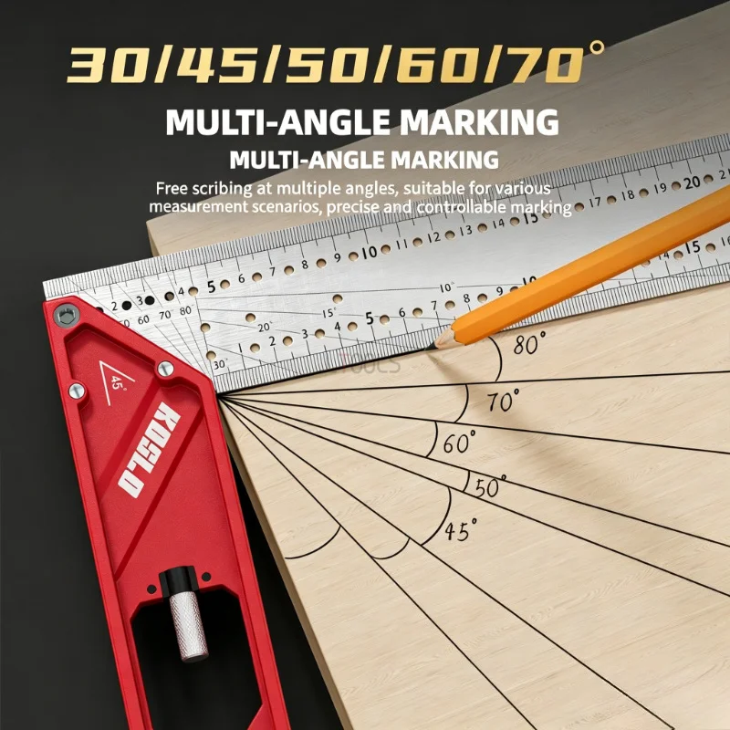 Quick-Positioning Angle Ruler Drawing Tool High-Precision L-Shaped Right Angle Ruler Stainless Steel Multi-Angle Measuring Ruler