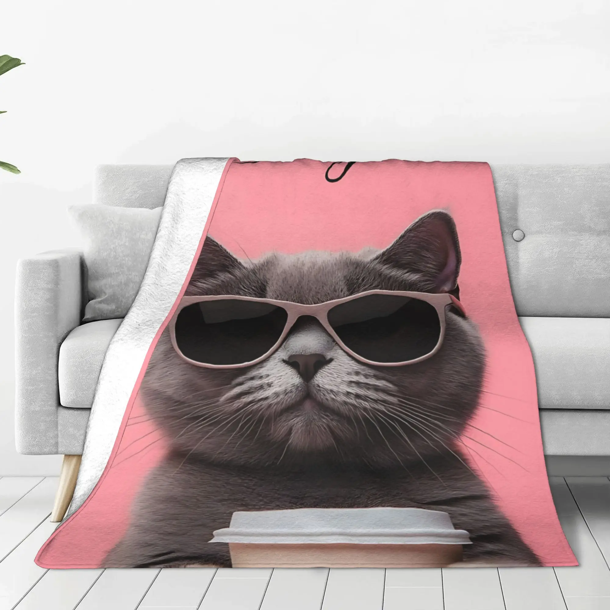 1PC British Shorthair Cat  Winter Blankets for Adults Bedding Home Interior Sofa Knee Black Friday Deals