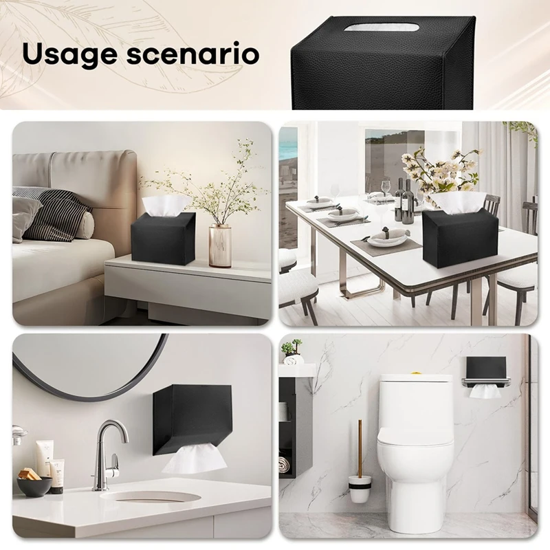 TKOH-Tissue Box Cover Holder Compatible With Paper Hand Towels,Leather Paper Towel Dispenser For Tabletop,Bathroom,Car,Office