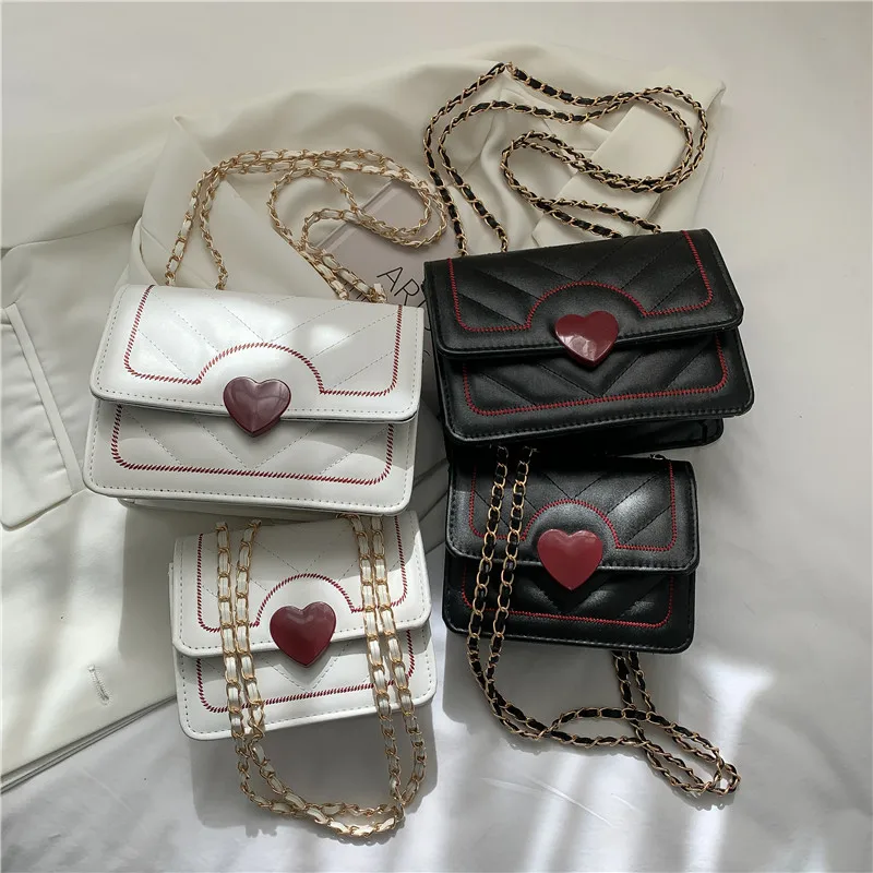 White Mini Love Small Square Bag Bag For Women 2024 New Versatile Crossbody Bag High Quality Texture Chain Chic Shoulder Bags