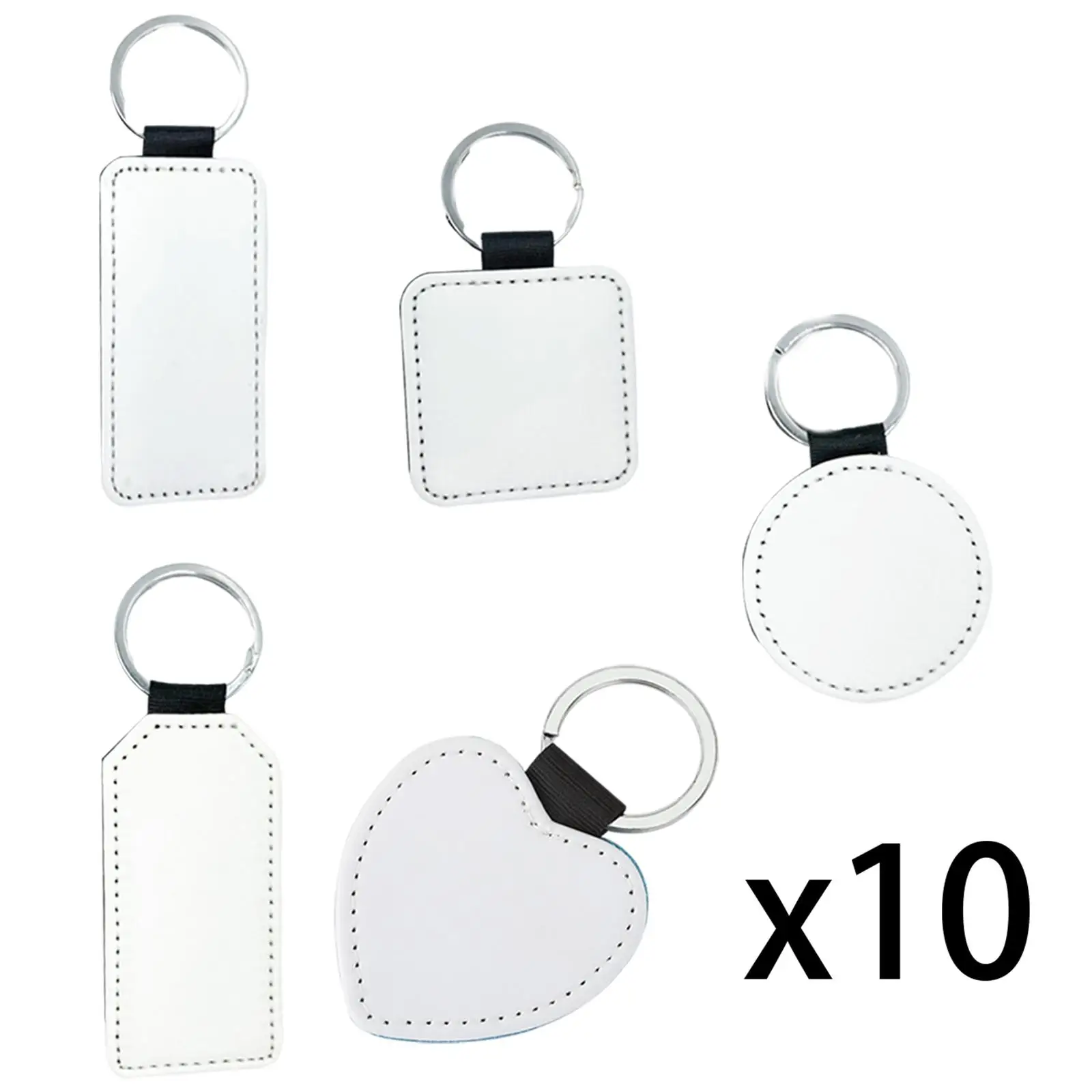 10Pcs Sublimation Blank Keychain Key Chain round and square Keyring