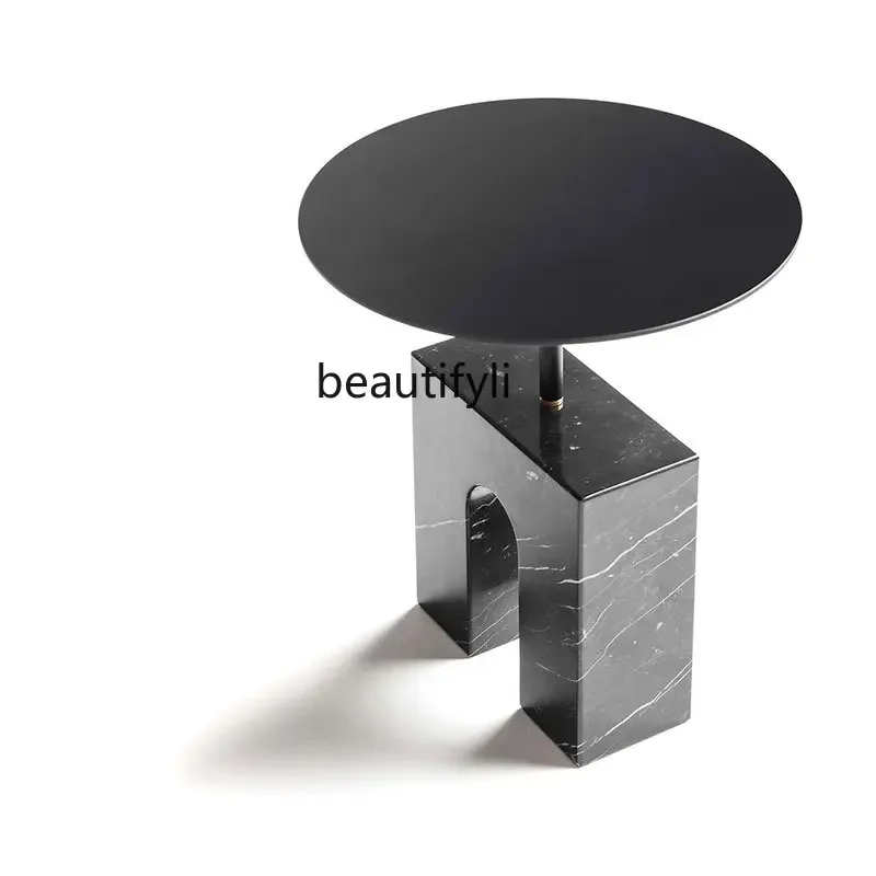 Nordic Mild Luxury Marble Side Table Decoration Designer Model Room Villa Movable Creative round Corner Table