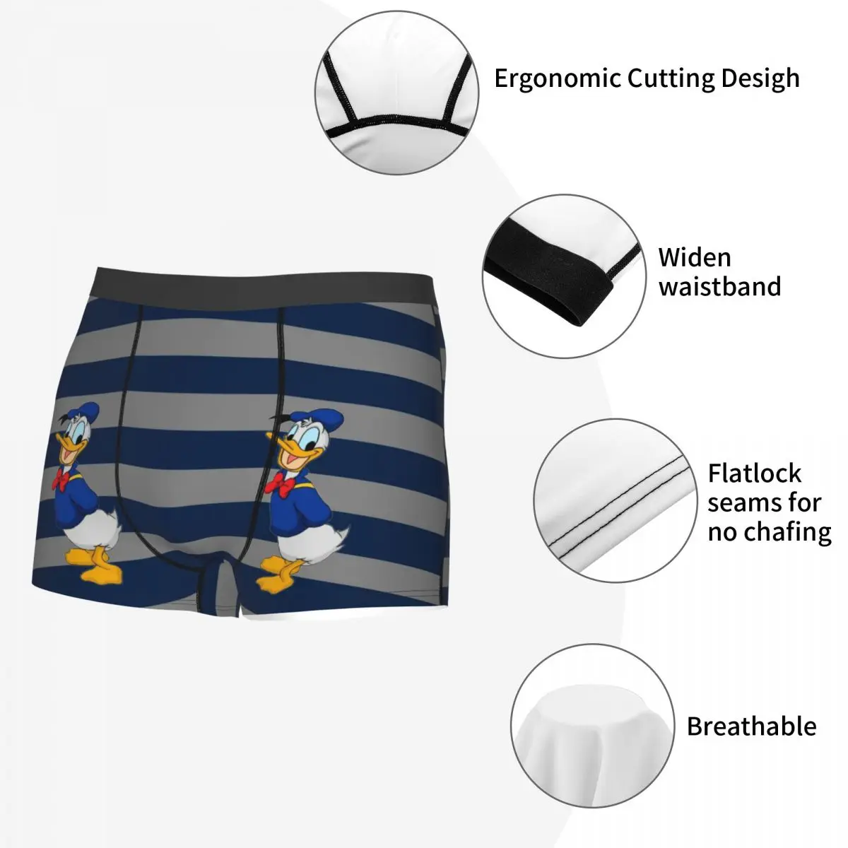 Custom Donald Duck Boxer Shorts For Men 3D Print Funny Cartoon Underwear Panties Briefs Stretch Underpants