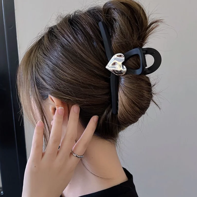 Pinza de pelo negra esmerilada de amor a la moda Retro, coleta de pelo para niña, tocado trenzado, accesorios para el cabello delicados coreanos