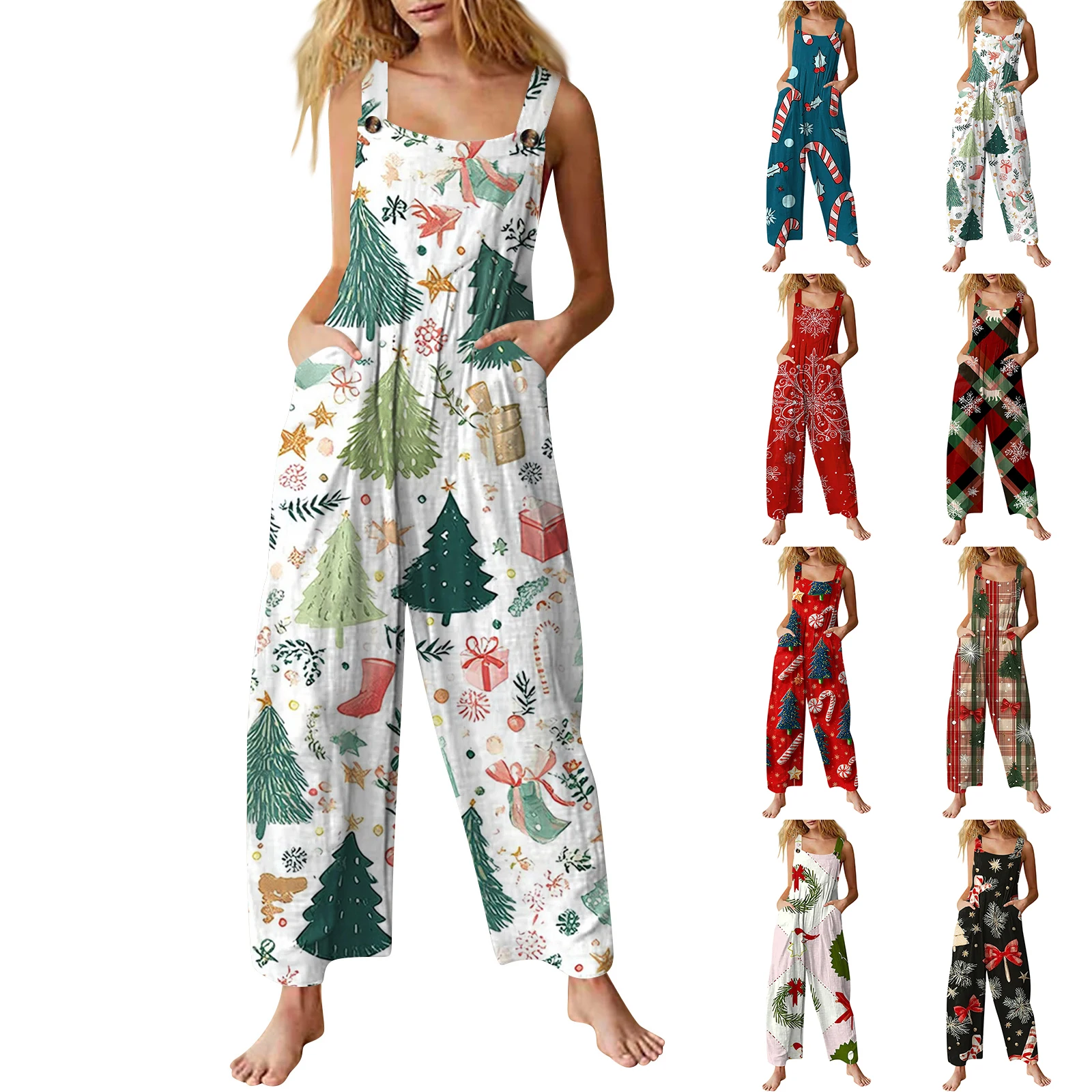 Women Floral Pattern Trendy Casual Jumpsuit Rustic Style Loose Sleeveless Clothes Lady Elegant Leisurely Summer Daily Jumpsuit