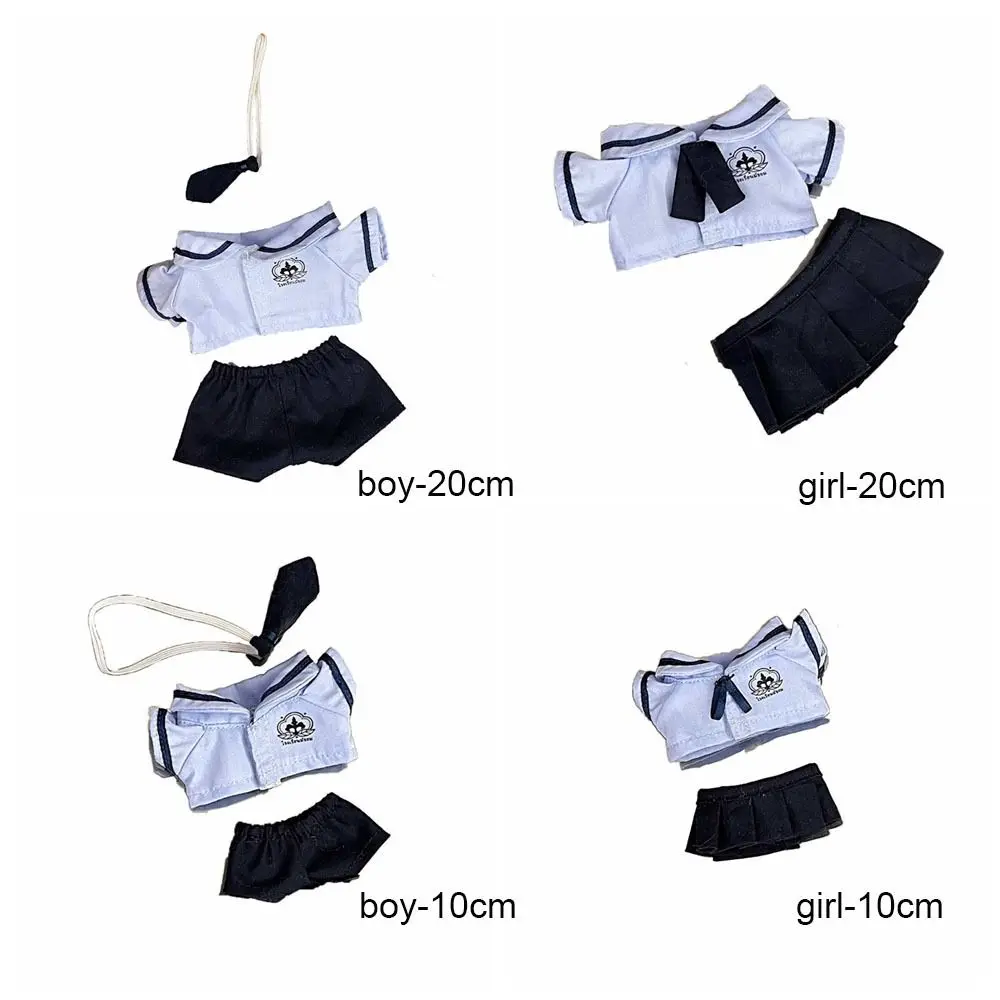 Geschenk 10 cm 20 cm Kleidung Blau Wickelkleid Spiel Bluse Rock Anzug Mini Schulanzug Spielhaus Hemd Krawatte Hosen Set Baumwolle