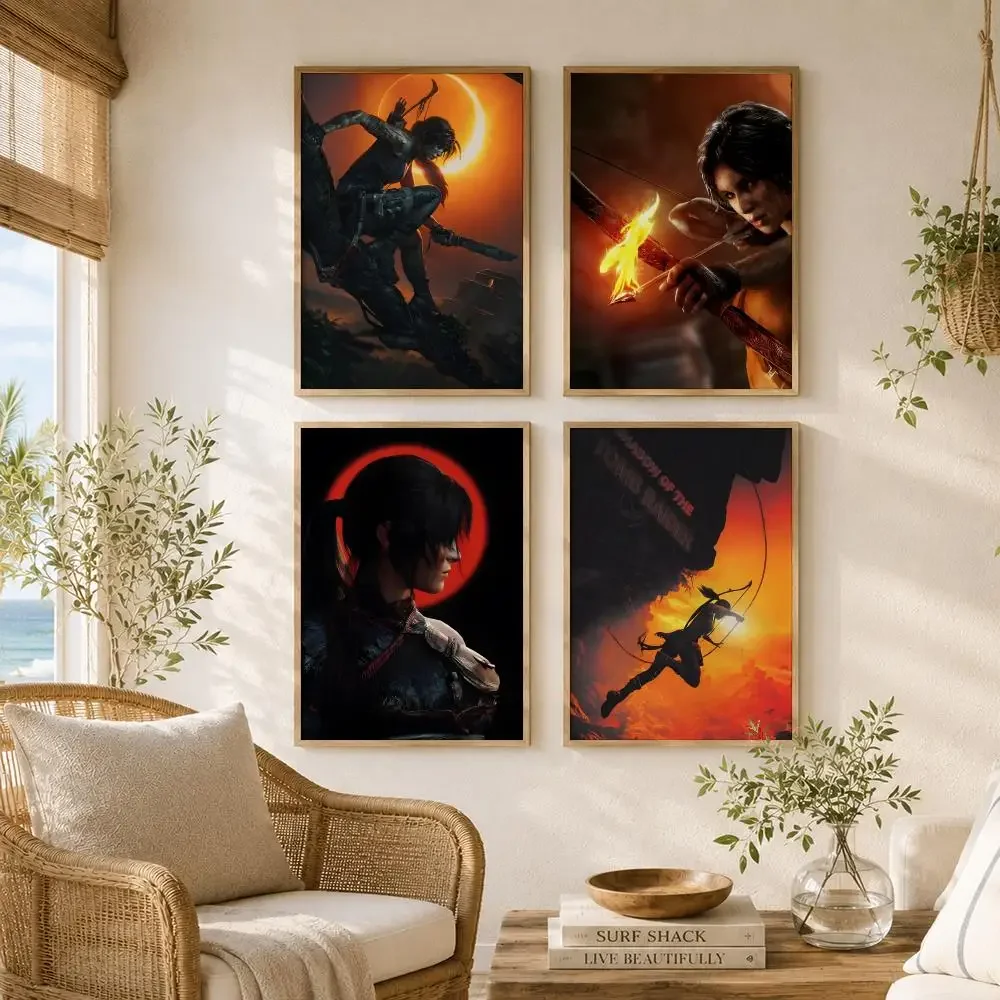 Game T-Tomb Raider Painting Calligraphy High-Quality Canvas Wall Mural Crease-Free For Living Room Bedroom Interiors