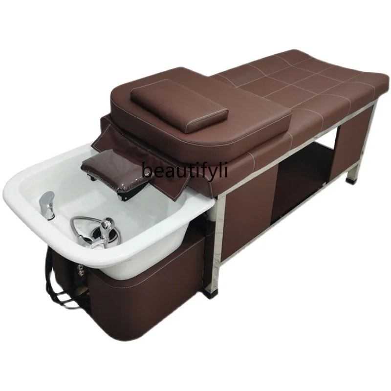 

Modern Thai Head Therapy Stainless Steel Shampoo Chair Water Circulation Fumigation Massage Barber Shop for Hair Salon