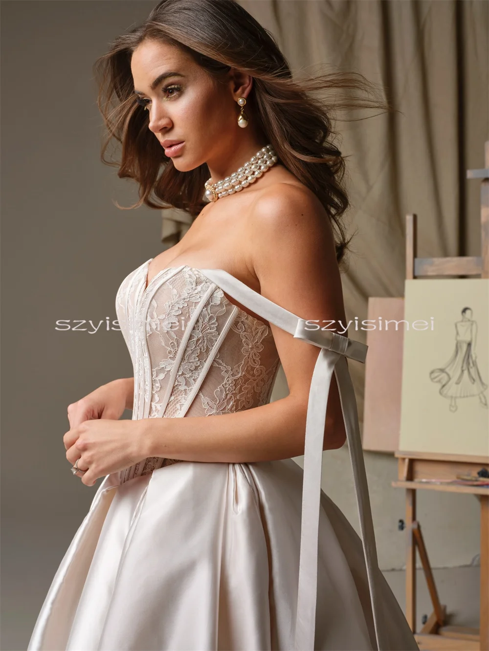 Stunning Strapless A-Line Wedding Gown with Lace  Back Zipper Customizable Bridal Dress for Wedding свадебное платье