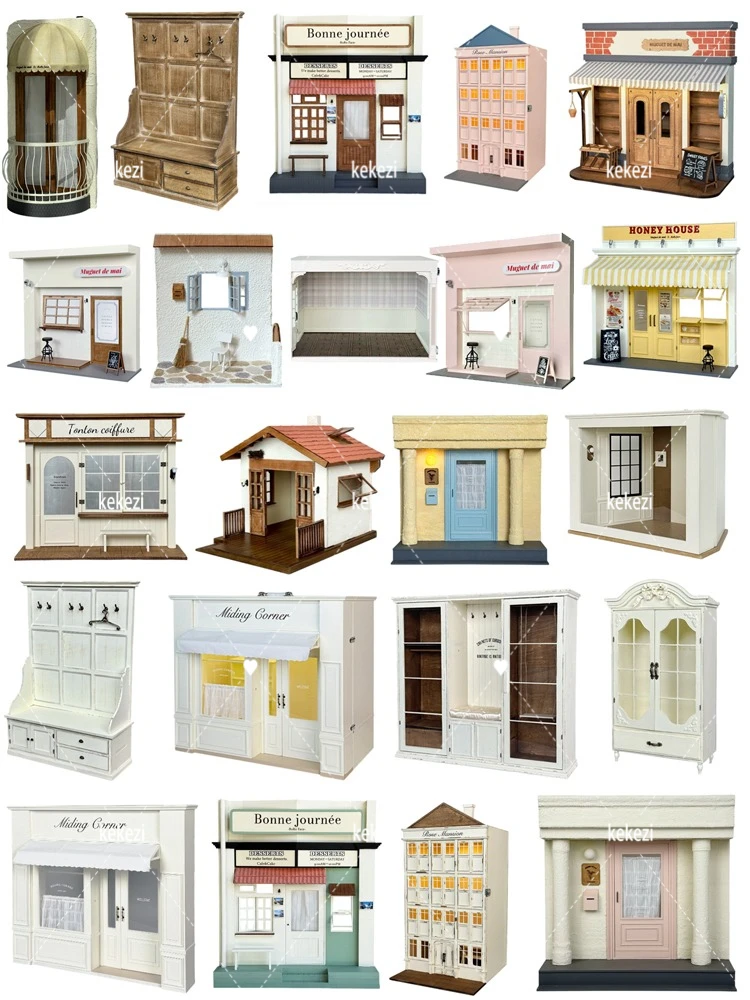 Miniature Dollhouse Wardrobe 1：6 Cabinet Storage 1:12 Coffee Shop Dessert Shop Miniature Scene Frontage DIY Cabin