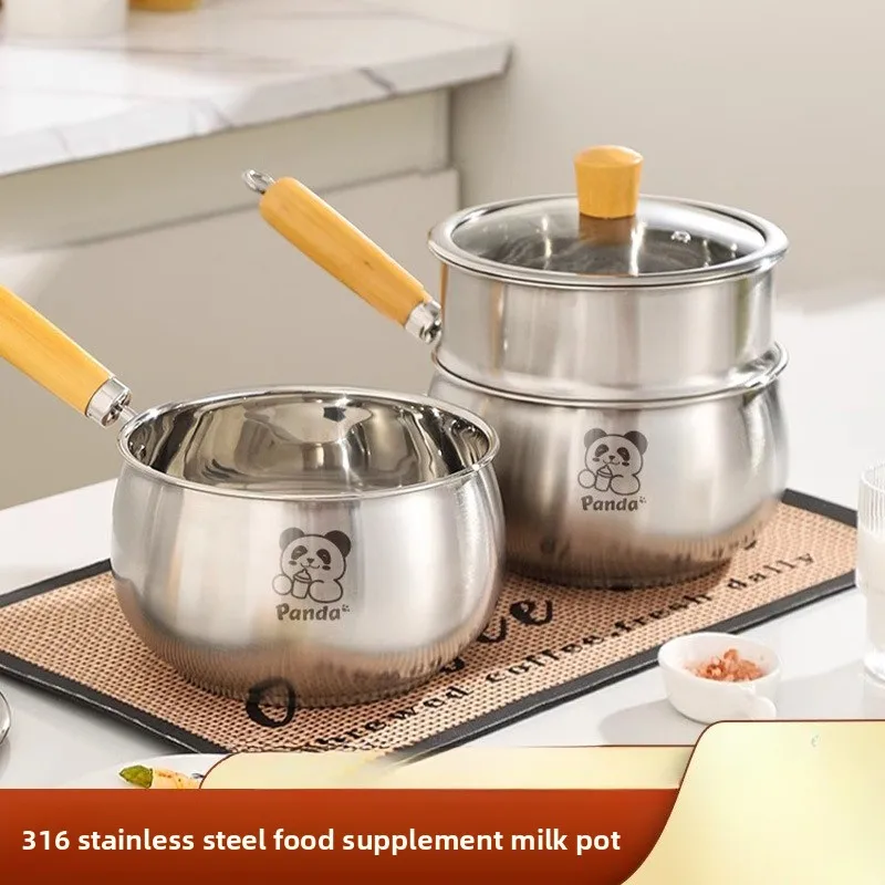 

Food grade thickened 316 stainless steel complementary food small milk pot baby baby Congee complementary food pot