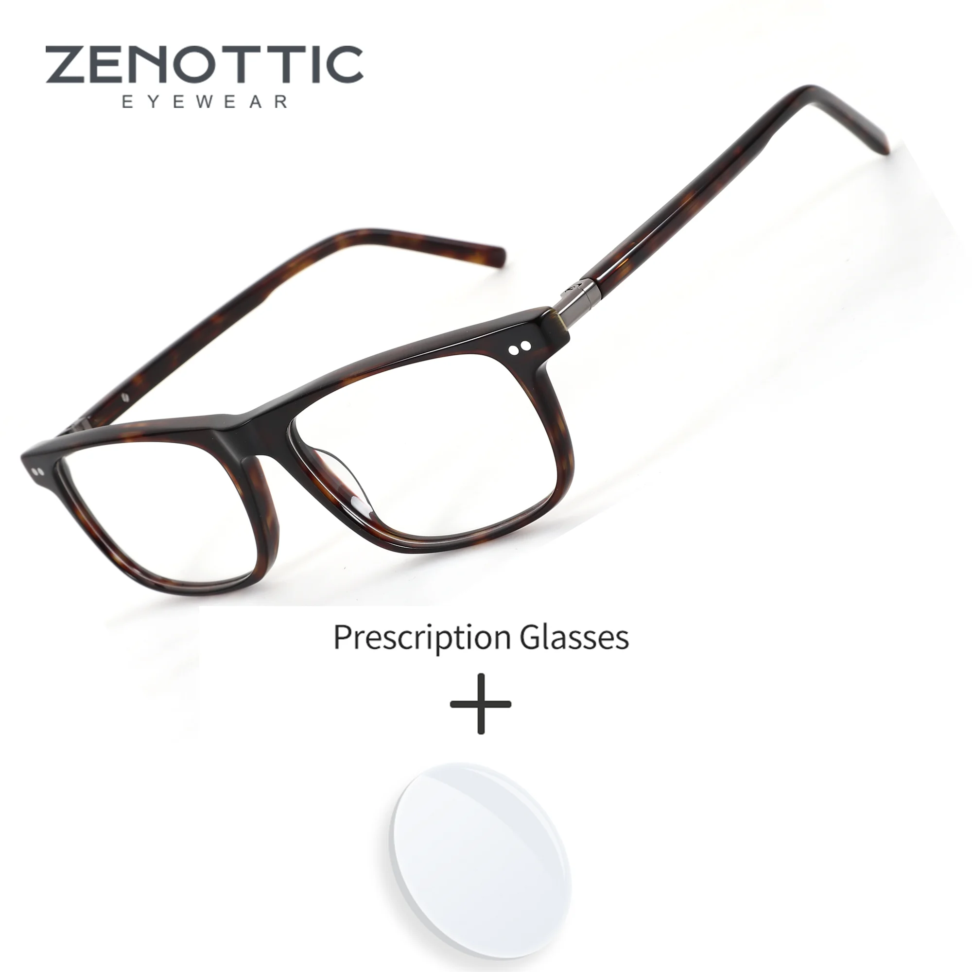 

ZENOTTIC Rectangle Prescription Glasses Men Acetate Photochromic Anti Blue Light Vision Optical Eyeglasses for Reading