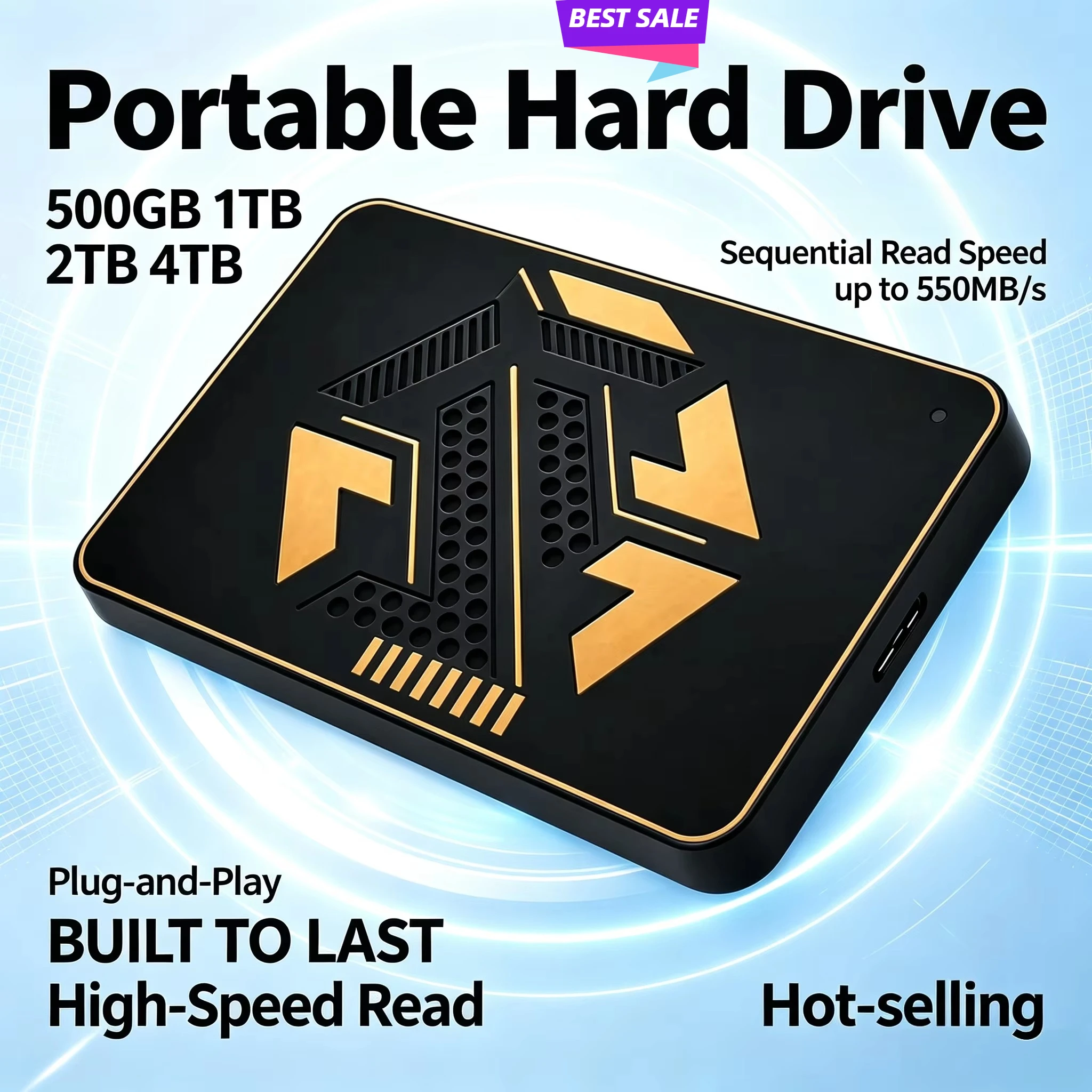 TOSHARA A3 Pocket SSD  500GB 1TB 2TB 4TB Encrypted Backup for PS5 Desktop Laptop Mac Boost Gaming Storage