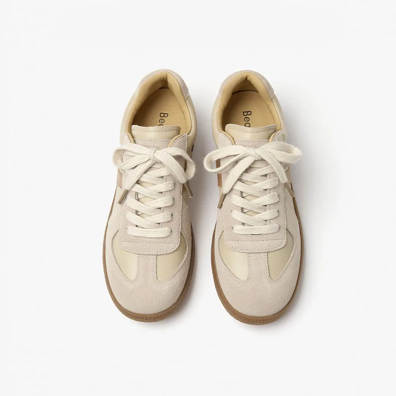 BeauToday Casual Sneakers Women Synthetic Leather Round Toe Leisure Vulcanized Shoes Lace-up Retro Ladies Flats Handmade A29817
