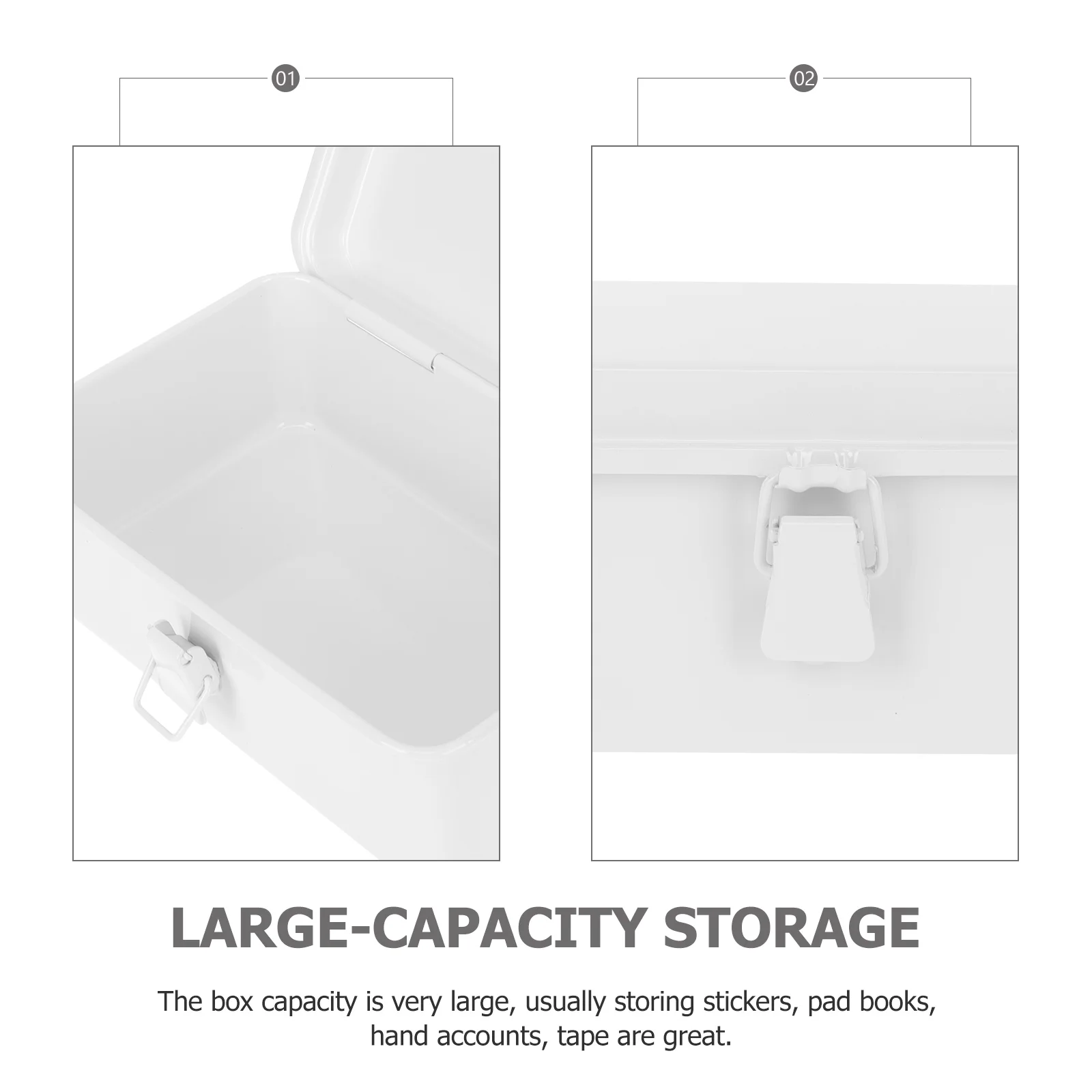 

1pc Sturdy Iron Stationery Storage Box Large Capacity Desktop Organizer Container White Cubbies Box for Pens Scissors