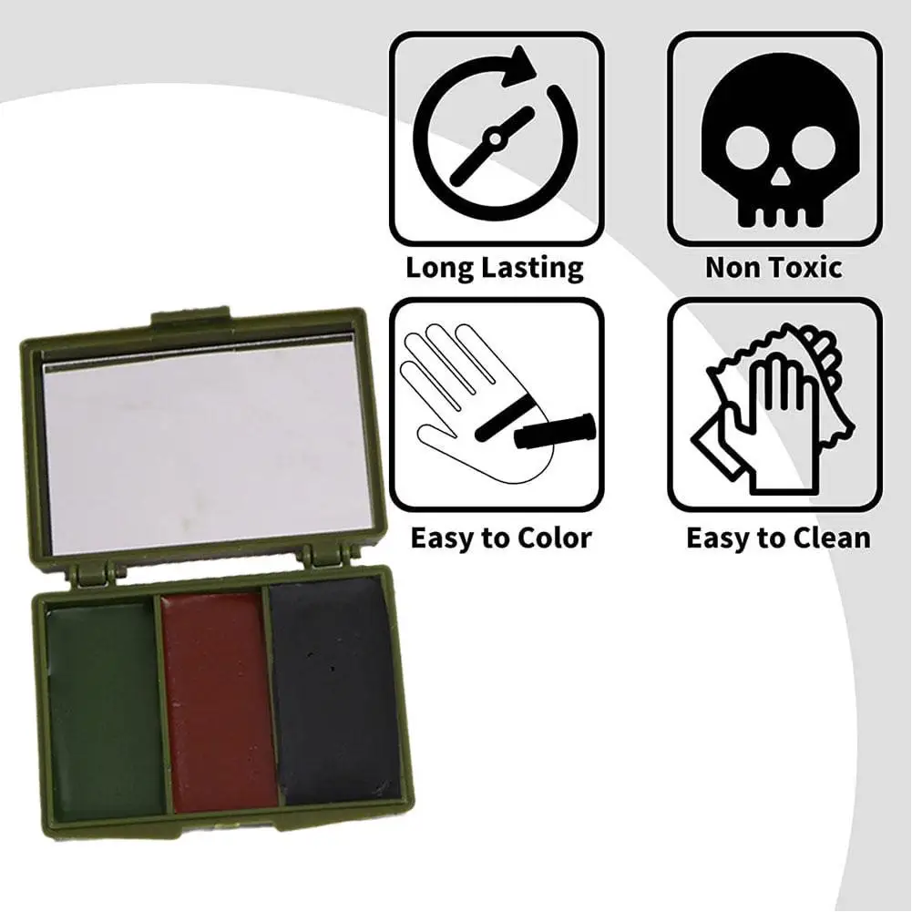 Kit di pittura facciale mimetica a tre colori Attrezzatura tattica per esterni Cs Field Olio per trucco mimetico reale per la miscelazione mimetica