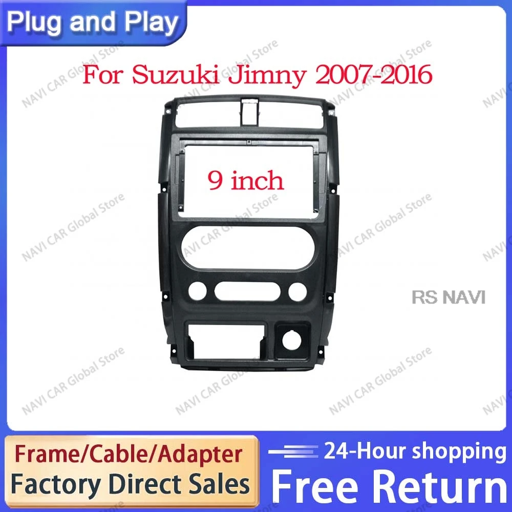 NAVI Car Radio Fascias Frame For For Suzuki Jimny 3 2007 - 2016 9 inch Stereo Panel Wiring Harness Power Cable Adapter Connector