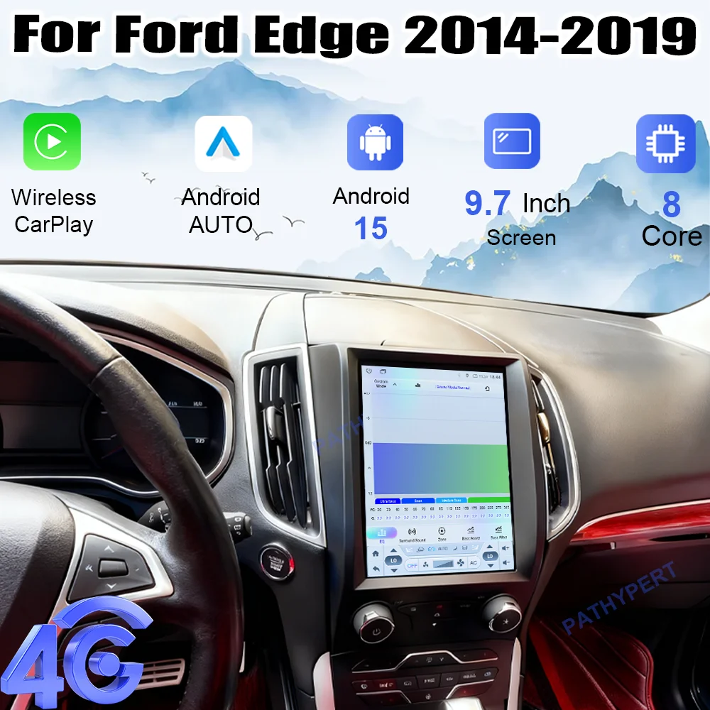

9.7" Wireless Carplay Screen For Ford Edge 2014-2019 8G+256G Car Multimedia Player Radio Android 15 GPS Navigation Head Unit FM
