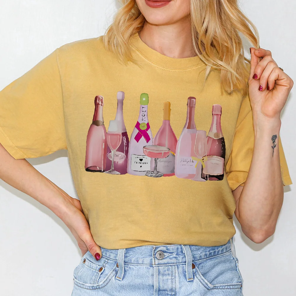 

280g Pure Cotton Women's T-Shirt Retro Neutral Style Celebrates Champagne Printing Short Sleeves High Quality New Daily Wear