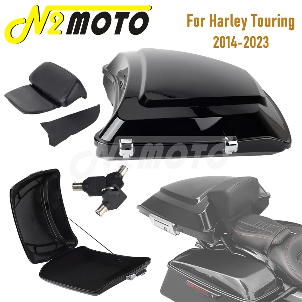 

Motorcycle Pack Trunk Backrest Tour Packs W/ Latch Key For Harley Touring Electra Glide CVO Road King Street Glide Special 14-23