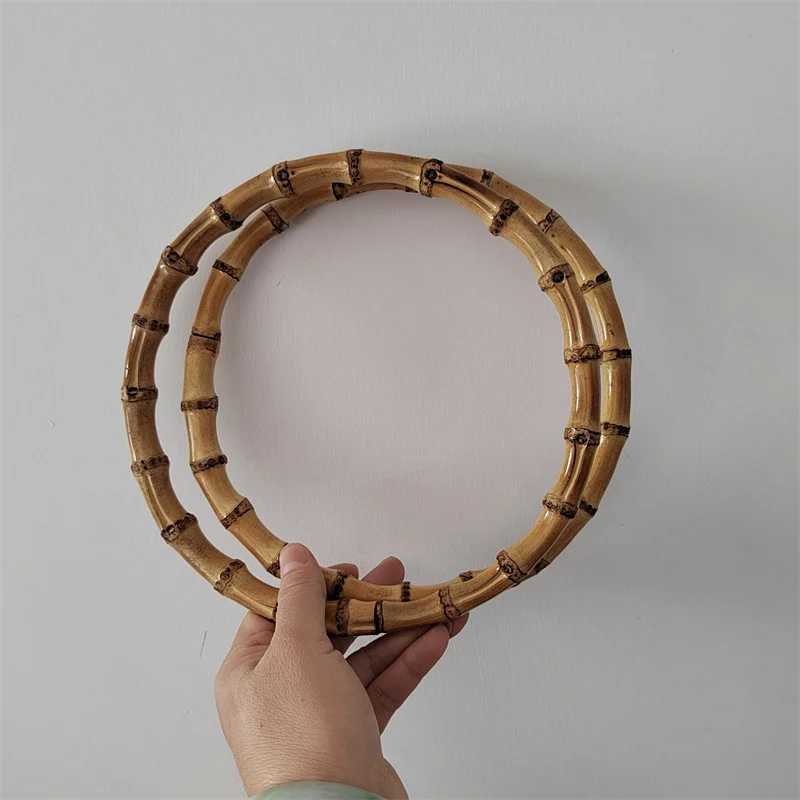 Outside 20cm 25 cm Very Large Size Bamboo Bag Handle Rattan Purse Frame Hanger Wholesale Handbag Accessories Bamboo Purse Handle