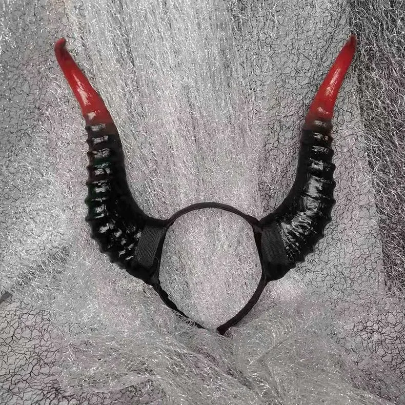 أسود أحمر شيطان القرن عقال تأثيري النساء القوطية الشياطين الحيوان الثور قرون أغطية الرأس هالوين كرنفال زي حفلة الدعائم