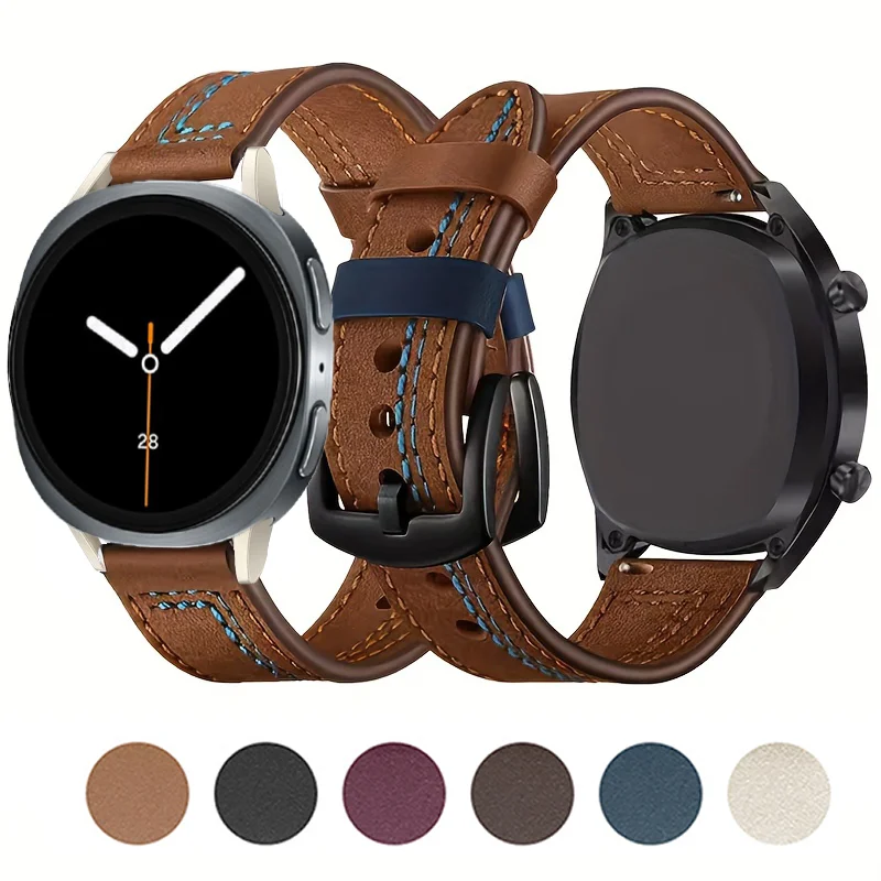 حزام ساعة جلدي لساعة سامسونج جالاكسي 8 40/44 ملم/ 8 كلاسيكي 46 ملم أساور معصم قابلة للتعديل لساعة سامسونج 8 سوار كوريا