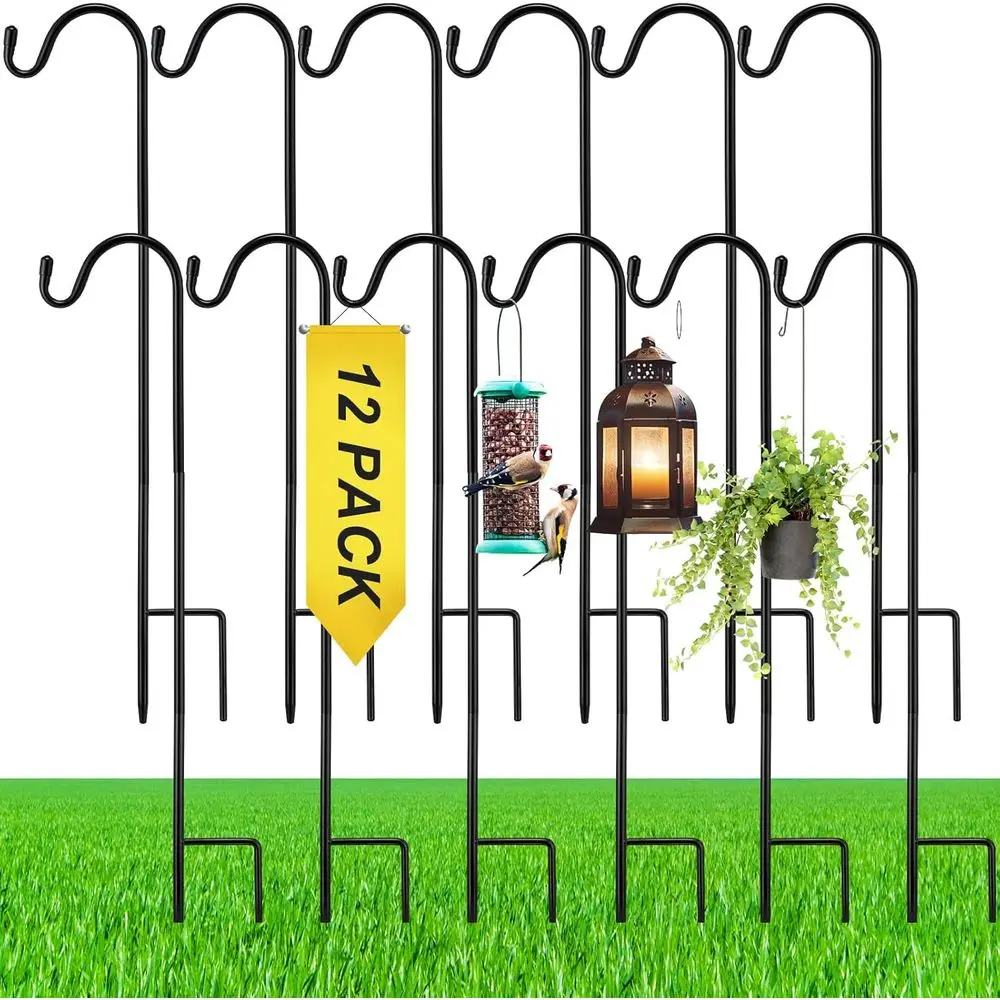 24 Inch Metal Shepherd Hooks for Outdoor Bird Feeders, Garden Plants, Lanterns, and Wedding Decor