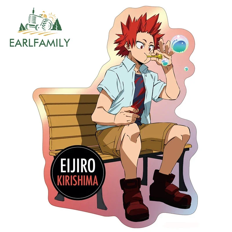

EARLFAMILY 13cm x 9.7cm Kirishima Eijiro Car Sticker Anime Vinyl JDM Window Trunk Decal Blowing Bubbles Sticker