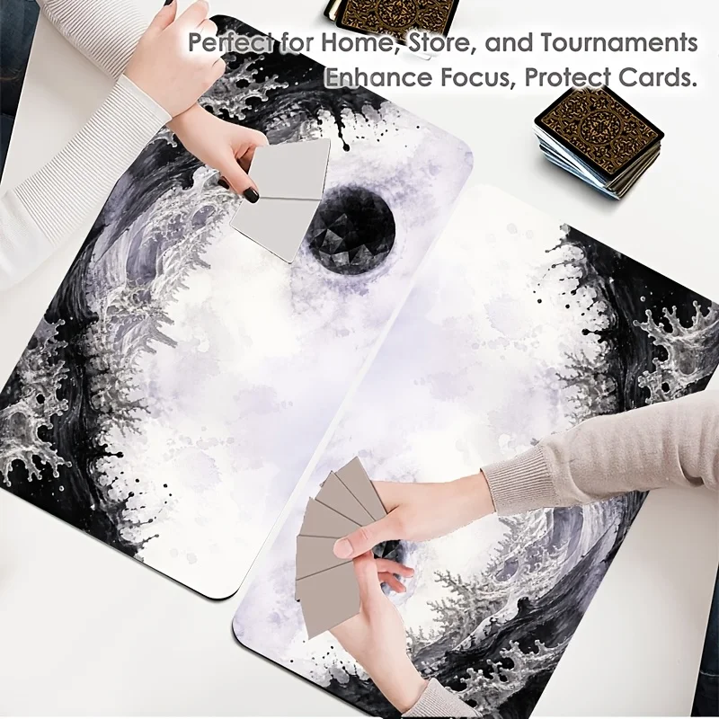 Cool black and white ocean wave game mat, which can also be used as a mouse pad for trading card games tcg playmat