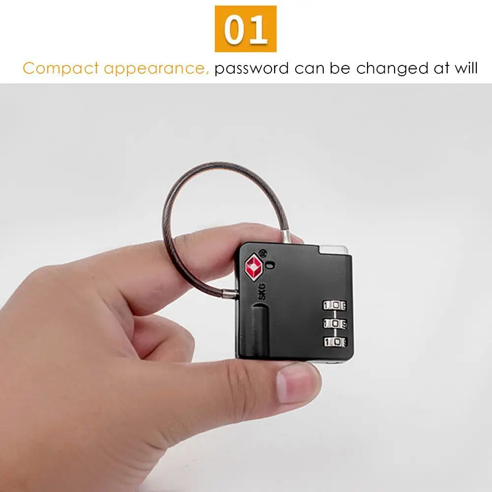 TSA Customs Wire Lock Security 3 Digit Mini Zinc Alloy Combination Travel Suitcase Luggage Bag Code Password Lock Padlock