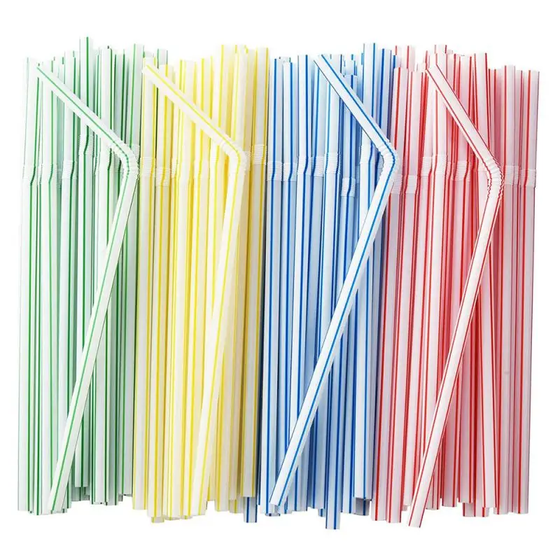 100PCS Outdoor Camping Colorful Drinking kunststof Straw Milk Tea Bar Party Drinking Wedding Kitchen Beverage Straws Wholesale