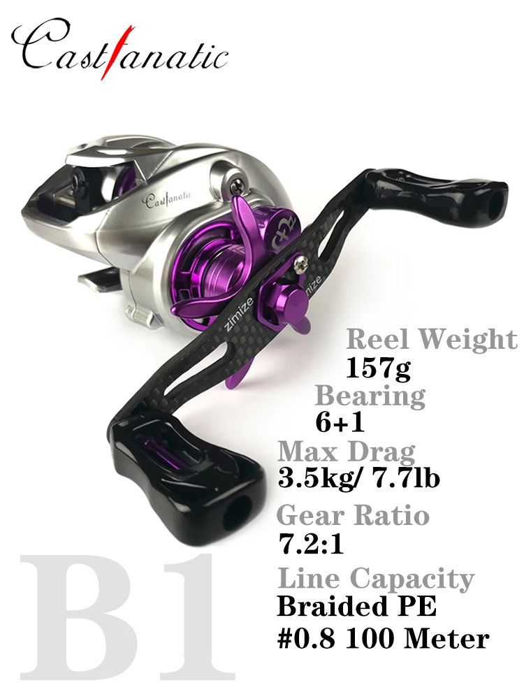 CASTFANATIC B1 BFS Baitcasting Reel 158g Mulinello da pesca Ultralight 6.3g Bobina Bait Casting Coil Per Crappie Trout Bass Fishing