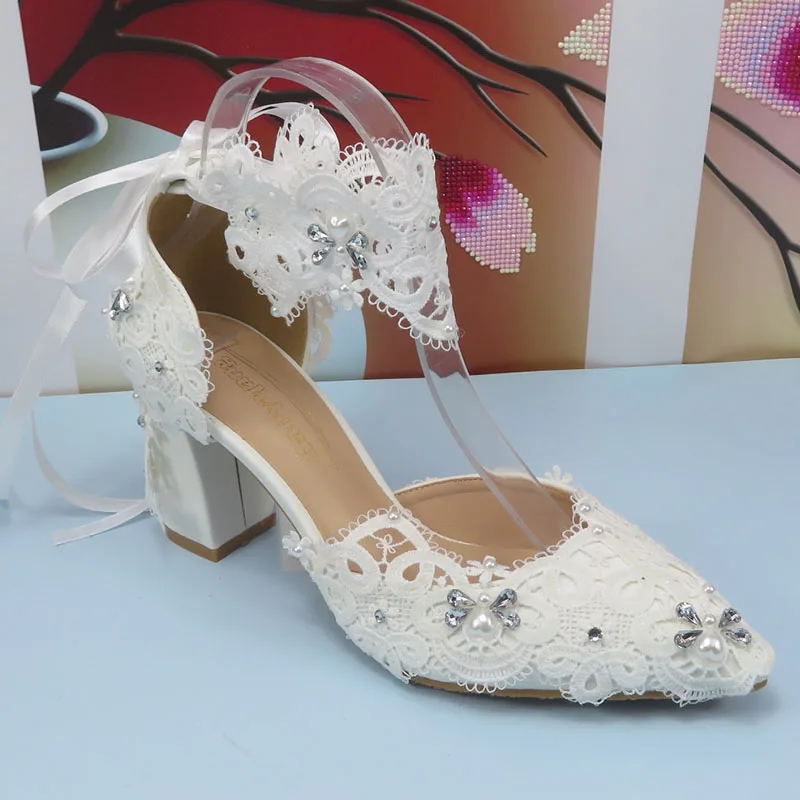 2023 New arrival Lace Bridal Wedding shoes woman fashion Open Toe party dress shoes Fish Toe Shallow Thin Heel  Platform Pumps