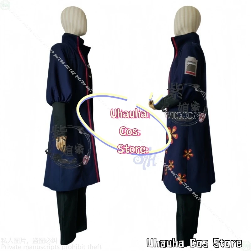 ชุดคอสเพลย์เจียฮวนจากอนิเมะเกมลิมบัส คอมพ์ไน์ เสื้อโค้ทพังก์สีน้ำเงินเข้ม ลายดอกไม้ วิกผมยาว สำหรับงานปาร์ตี้ฮาโลวีนและคริสต์มาส{Uhauha Cos}