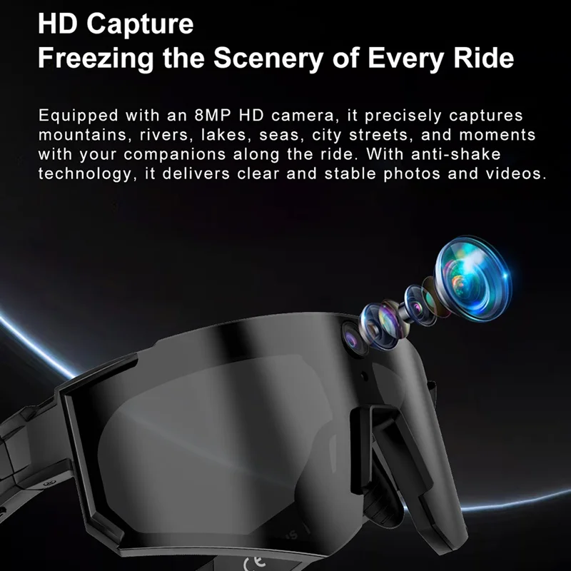 2026 Sport Smart Glasses 4K Camera 800W Anti-shake Cycling Video Recording AI Translation Outdoor Sunglasses Motorcycle Goggles