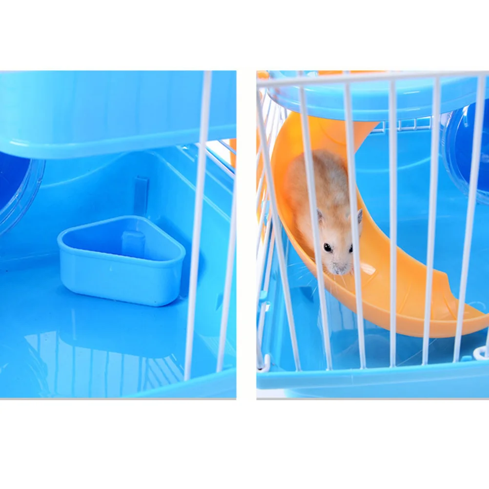 

3 Layers Luxury Hamster Cage Pet -Friendly Durable Small Animal Villa With Running Wheel Water Jug Light Blue