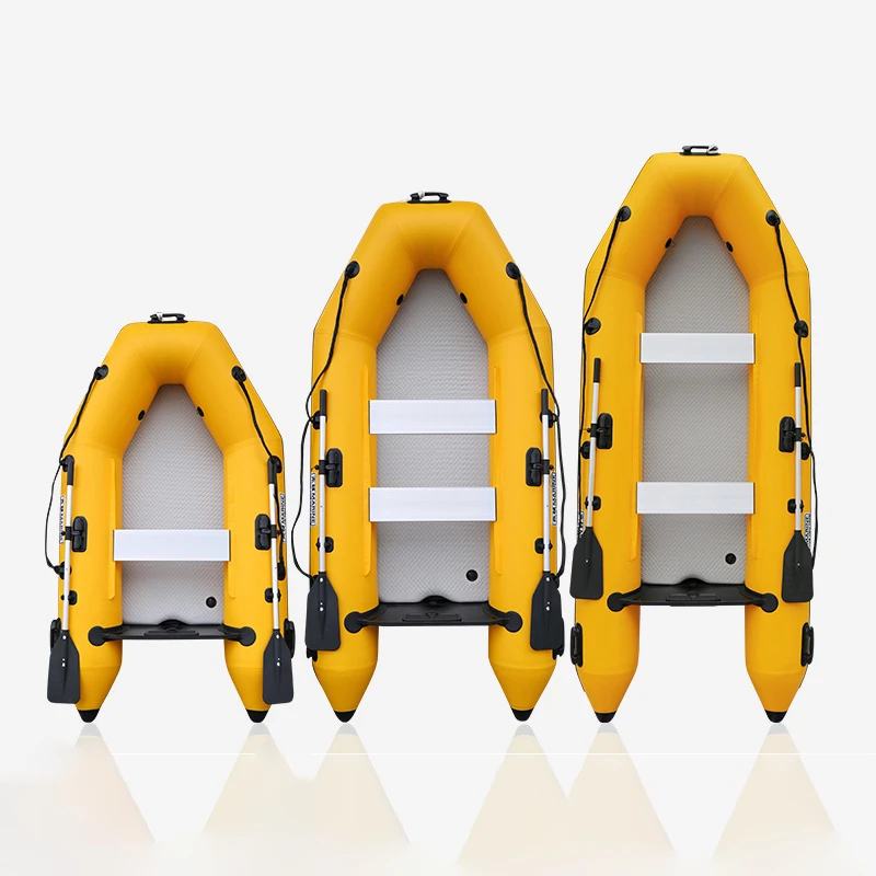 

2.3m 2.8m 3.3m Skiff Fishing Boat Yellow Brushed Fishing Boats 2-6Person Water Rafts Yacht Rowing Boats Can Equip Outboard Motro